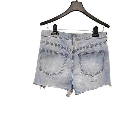 Madewell Denim Cutoff Frayed Edge Relaxed Fit High Rise Jean Boy Shorts - Picture 5 of 7